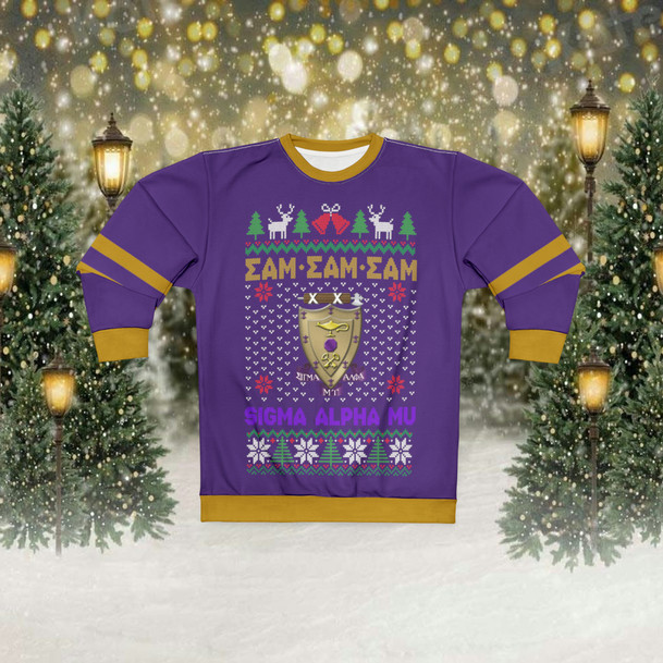 Sigma Alpha Mu New Ugly Christmas Sweater Look Crewneck Sweatshirt