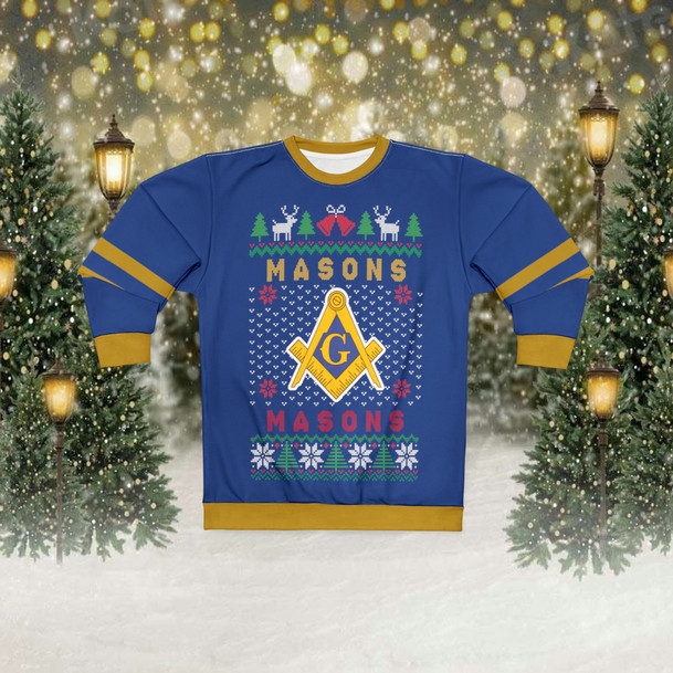 Masons Ugly Christmas Sweater Look Crewneck Sweatshirt