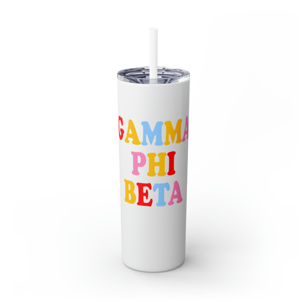 Gamma Phi Beta Skinny Tumbler with Straw, 20oz