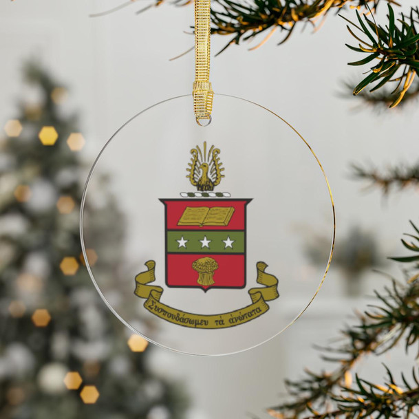 Round Alpha Chi Omega Crest Acrylic Ornaments