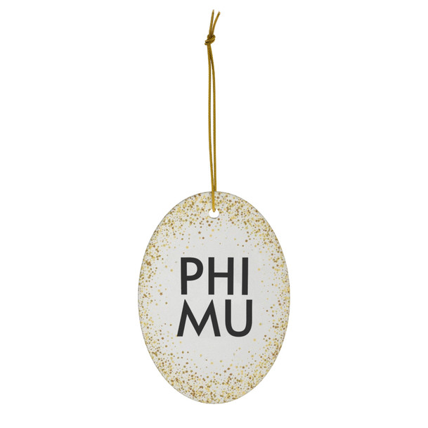 Phi Mu Gold Speckled Oval Ornaments