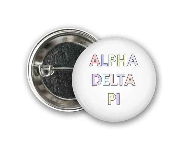  ADPi Alpha Delta Pi Pastel Letters Outline  Greek Pinback Sorority  Button 