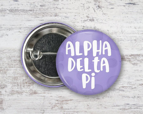  ADPi Alpha Delta Pi Violets Floral  Greek Pinback Sorority  Button 