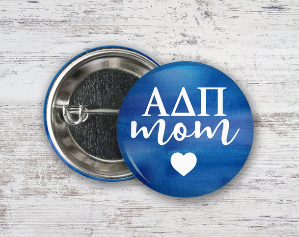 ADPi Alpha Delta Pi Watercolor Mom Heart Button
