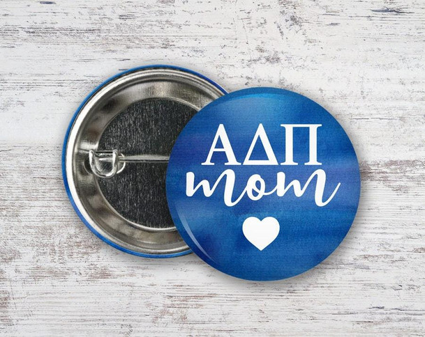  ADPi Alpha Delta Pi Watercolor Mom Heart Button 