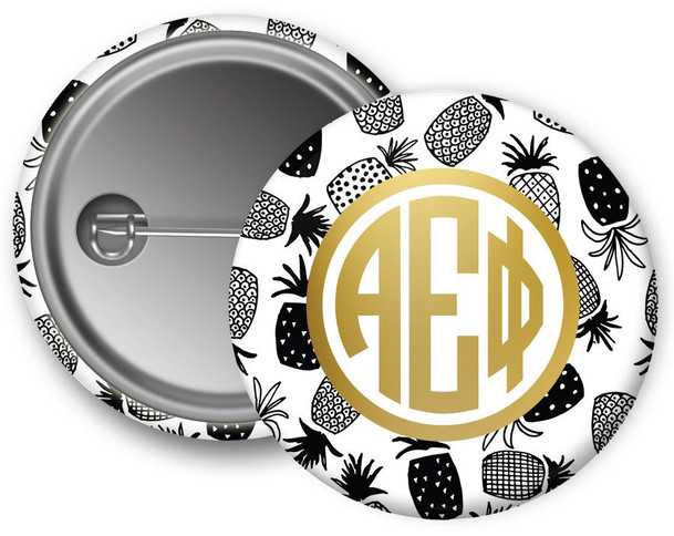 AEPhi Alpha Epsilon Phi Faux Gold Foil Pineapple Button