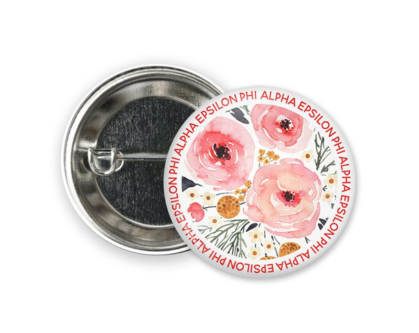 AEPhi Alpha Epsilon Phi Floral Circle  Button  Greek Pinback Sorority  Button