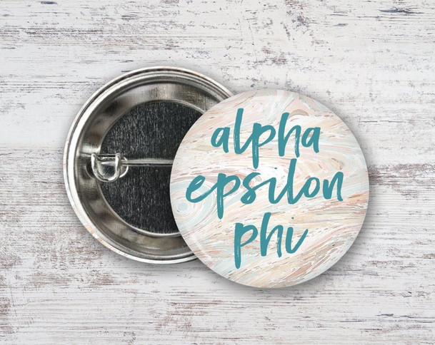 AEPhi Alpha Epsilon Phi Marble  Greek Pinback Sorority  Button