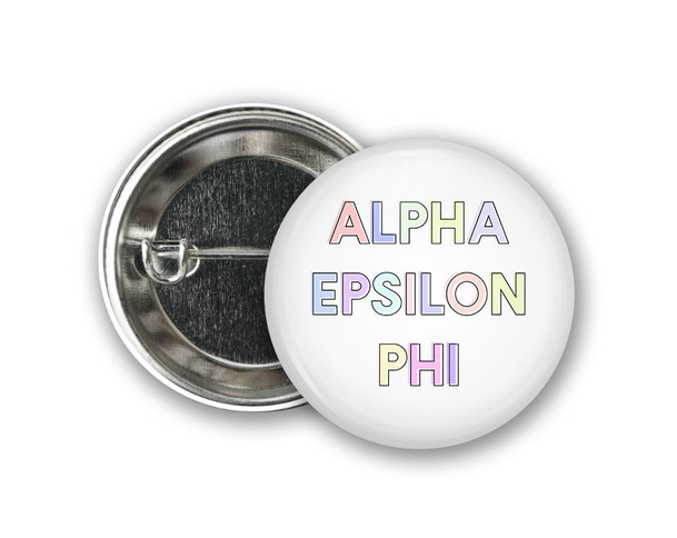 AEPhi Alpha Epsilon Phi Pastel Letters Outline  Greek Pinback Sorority  Button