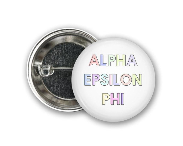  AEPhi Alpha Epsilon Phi Pastel Letters Outline  Greek Pinback Sorority  Button 