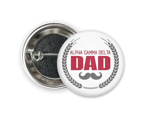 AGD Alpha Gamma Delta Dad Stache  Greek Pinback Sorority  Button