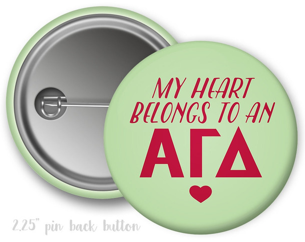 AGD Alpha Gamma Delta Heart Belongs Boyfriend Button