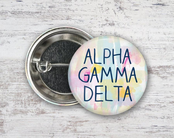  AGD Alpha Gamma Delta Pastel Watercolor  Greek Pinback Sorority  Button 
