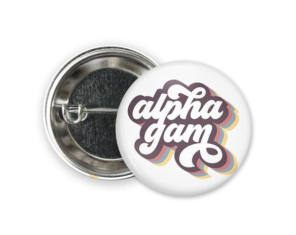  AGD Alpha Gamma Delta Retro Script  Greek Pinback Sorority  Button 