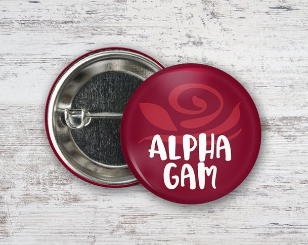 AGD Alpha Gamma Delta Rose  Greek Pinback Sorority  Button