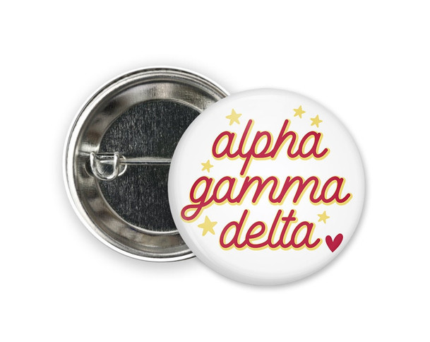 AGD Alpha Gamma Delta Star  Greek Pinback Sorority  Button