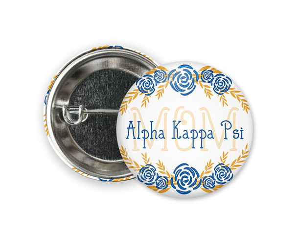 AKPsi Alpha Kappa Psi Mom FloralFraternity  Button