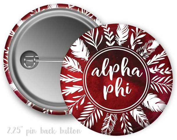 Alpha Phi Feathers Sorority  Button