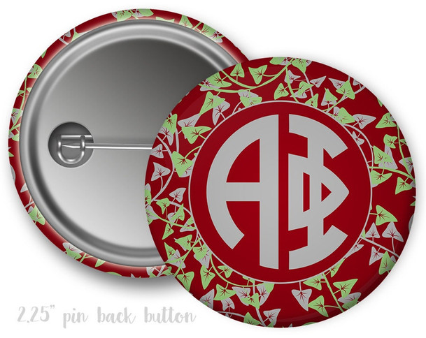 Alpha Phi Ivy Monogram Button