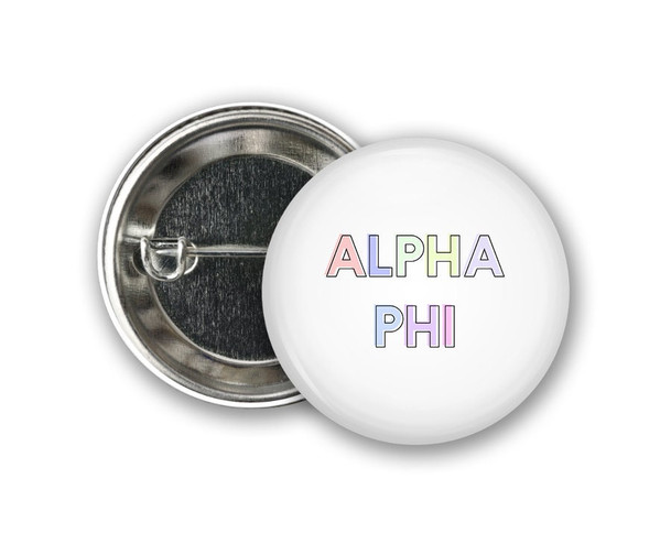 Alpha Phi Pastel Letters Outline  Greek Pinback Sorority  Button