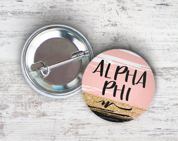 Alpha Phi Rose Gold Black Button