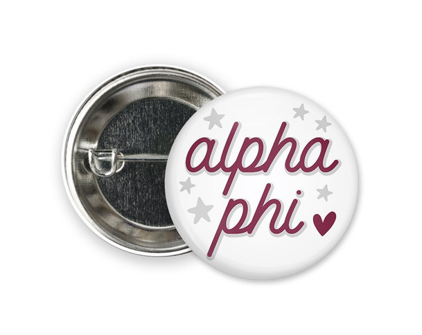 Alpha Phi Star  Greek Pinback Sorority  Button