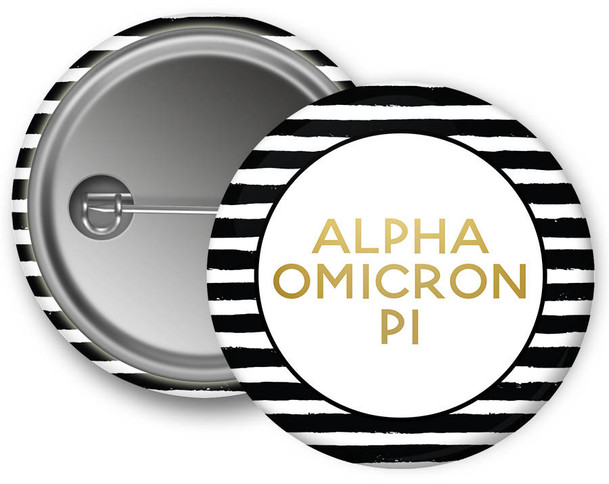 AOII Alpha Omicron Pi Faux Gold Striped  Button