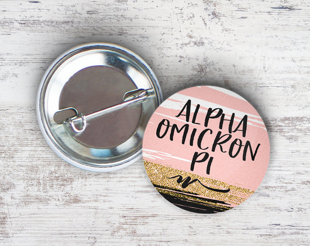 AOII Alpha Omicron Pi Rose Gold Black Button