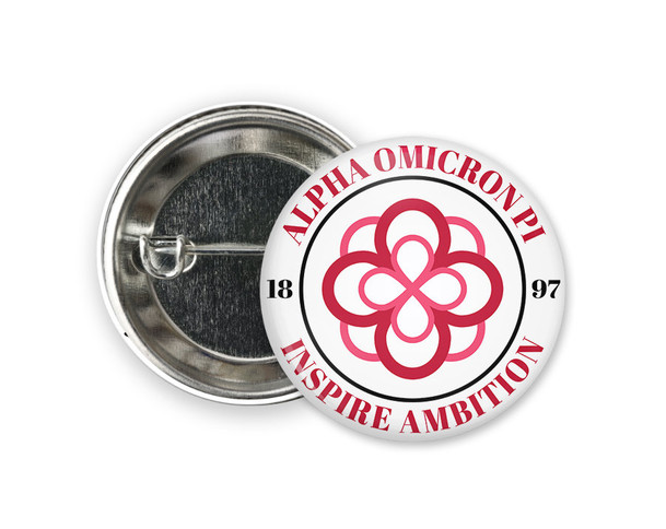 AOII Alpha Omicron Pi Seal  Greek Pinback Sorority  Button