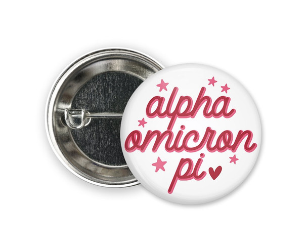 AOII Alpha Omicron Pi Star  Greek Pinback Sorority  Button