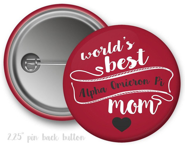  AOII Alpha Omicron Pi World's Best Mom Button 
