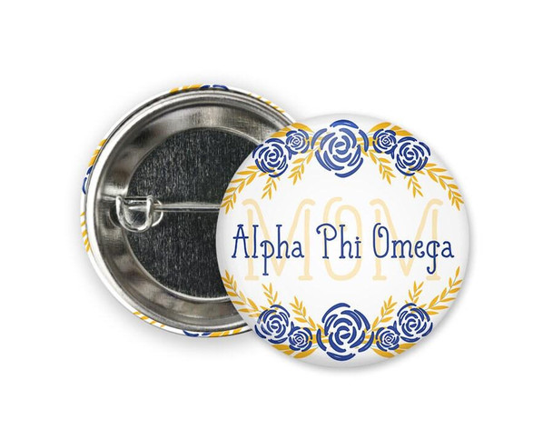  APhiO Alpha Phi Omega Mom Floral Button 