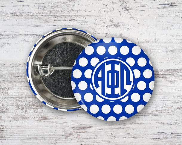 APhiO Alpha Phi Omega Polka Dot Monogram Button