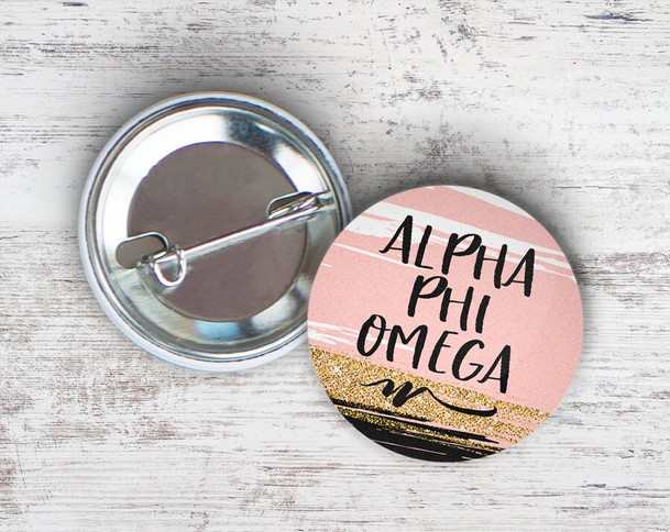 APhiO Alpha Phi Omega Rose Gold Black Button