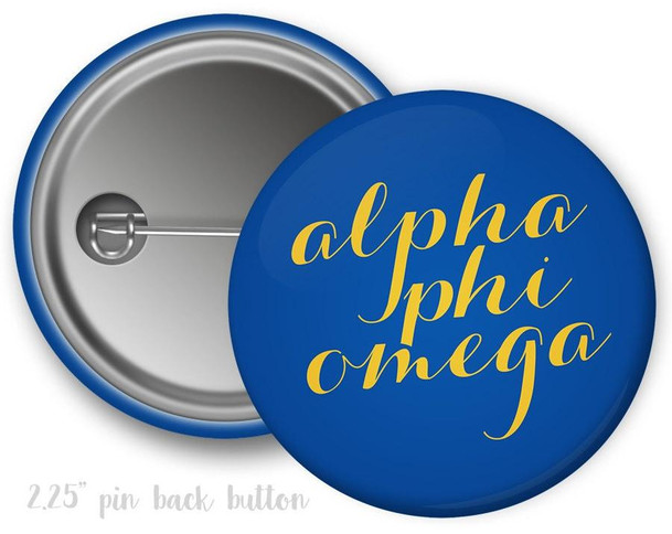  APhiO Alpha Phi Omega Script Button 