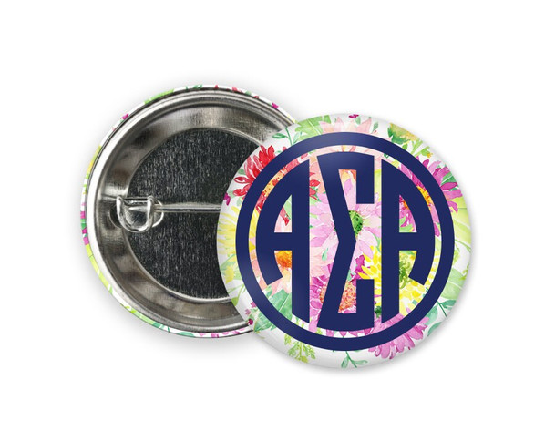 ASA Alpha Sigma Alpha Bouquet  Greek Pinback Sorority  Button