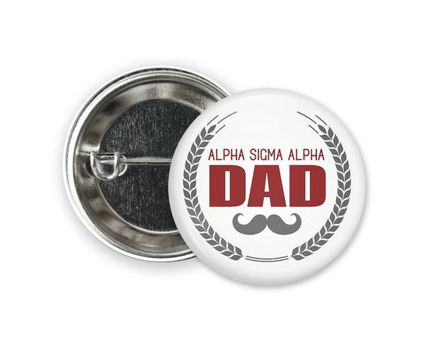  ASA Alpha Sigma Alpha Dad Stache  Greek Pinback Sorority  Button 