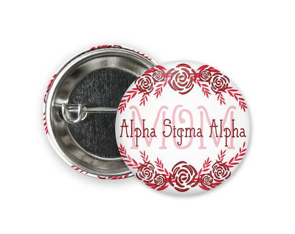 ASA Alpha Sigma Alpha Mom Floral Button