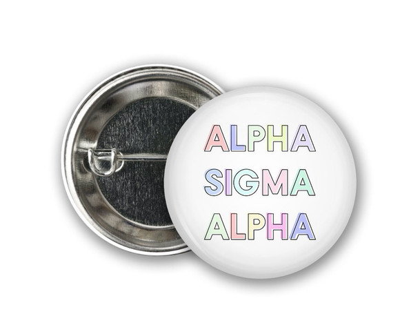 ASA Alpha Sigma Alpha Pastel Letters Outline  Greek Pinback Sorority  Button