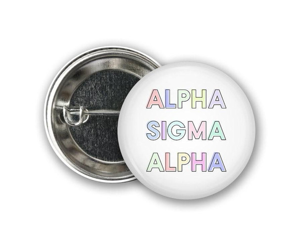  ASA Alpha Sigma Alpha Pastel Letters Outline  Greek Pinback Sorority  Button 