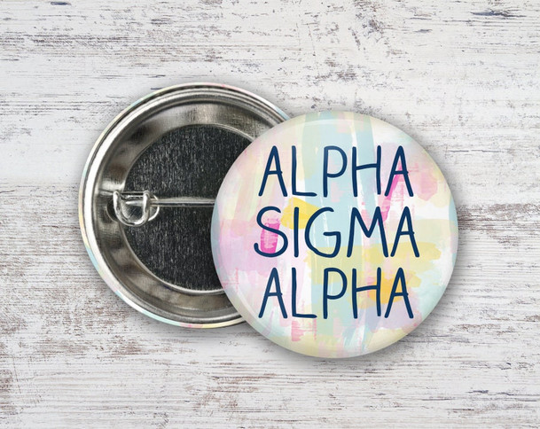 ASA Alpha Sigma Alpha Pastel Watercolor  Greek Pinback Sorority  Button