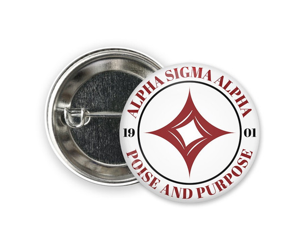 ASA Alpha Sigma Alpha Seal  Greek Pinback Sorority  Button