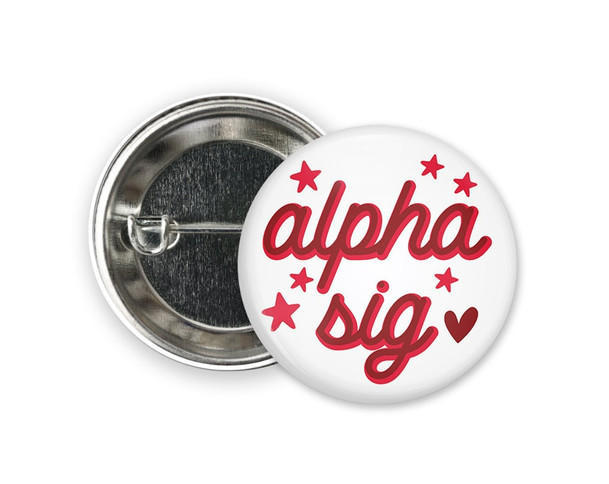 ASA Alpha Sigma Alpha Star  Greek Pinback Sorority  Button