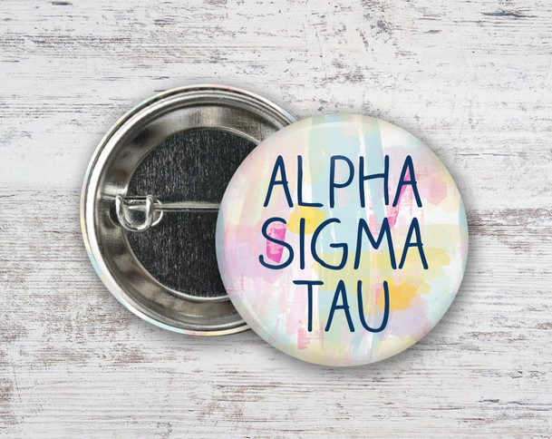 AST Alpha Sigma Tau Pastel Watercolor  Greek Pinback Sorority  Button