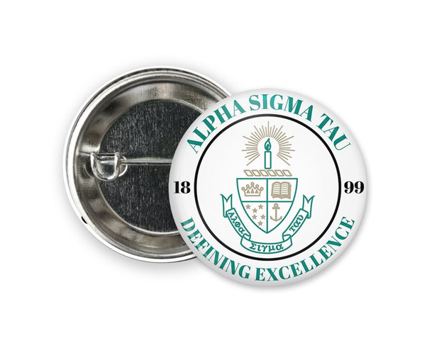 AST Alpha Sigma Tau Seal Outline  Greek Pinback Sorority  Button