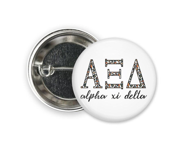  AXiD Alpha Xi Delta Leopard  Greek Pinback Sorority  Button 