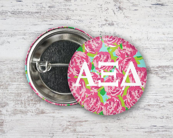  AXiD Alpha Xi Delta Roses Button 