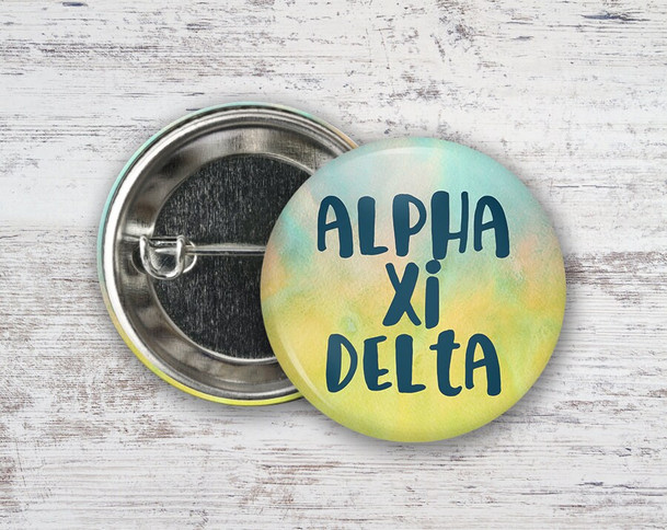 AXiD Alpha Xi Delta Watercolor  Greek Pinback Sorority  Button