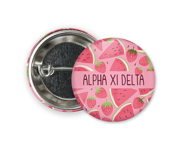 AXiD Alpha Xi Delta Watermelon and Strawberry  Greek Pinback Sorority  Button
