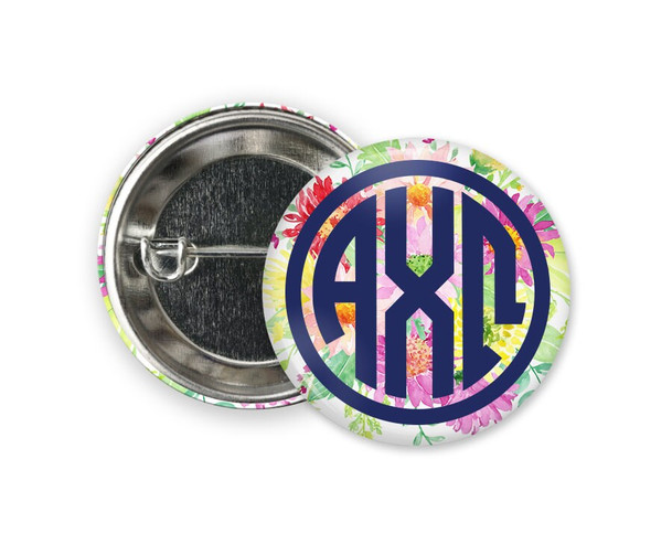 AXO Alpha Chi Omega Bouquet  Greek Pinback Sorority  Button